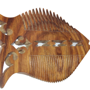 Artisanat Calvin, poisson en bois naturel antique sculpté à la main, 5 pouces, décoration d'intérieur, cadeau (Kanghi) CHWB07 - Product Image 1