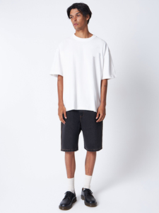 T-shirt en coton blanc surdimensionné pour homme, manches courtes, col rond, couleur unie, coupe décontractée - Product Image 3