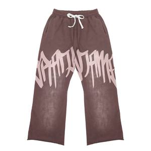 Men's Custom Eco-Friendly <b>Fleece</b> Zip up <b>Hoodie</b> and Flare Raw Hem Trouser Sweat Suits Winter Tracksuits - Product Image 6