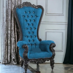Asiento de terciopelo azul oscuro y diseño de metal, sofá para Villa, silla, decoración de pasillo de entrada, silla interior clásica para uso en bodas y novias - Product Image 6