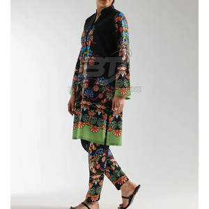 Traje de Dos Piezas Estampado para Mujer, Shalwar Kameez Pakistaní, Material de Algodón, Estampado Digital - Product Image 4