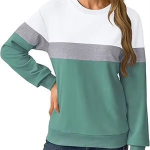 เสื้อสเวตเตอร์คอกลมแขนยาวแบบสวมหัวผ้าฝ้ายสำหรับผู้หญิงคุณภาพสูง - Product Image 1