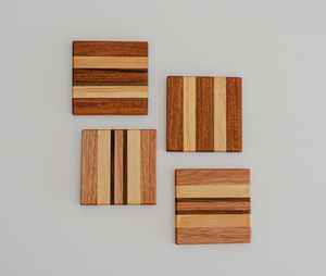Square <b>Walnut</b> Wood Coasters Polished Eco-Friendly 300mm Diameter Contemporary Style MN Exports - Product Image 3