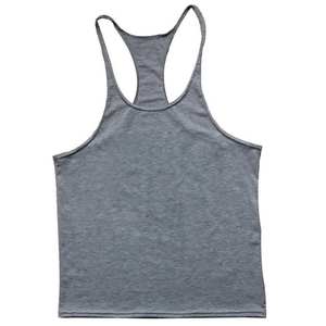 Débardeur de gymnastique gris à dos nageur pour homme Chemise musclée sans manches légère et respirante pour la musculation et le fitness - Product Image 1
