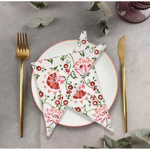 ผ้าเช็ดปากบนโต๊ะผ้าคอตตอนพิมพ์ลายบล็อกอินเดียสีชมพู jaal - Product Image 5