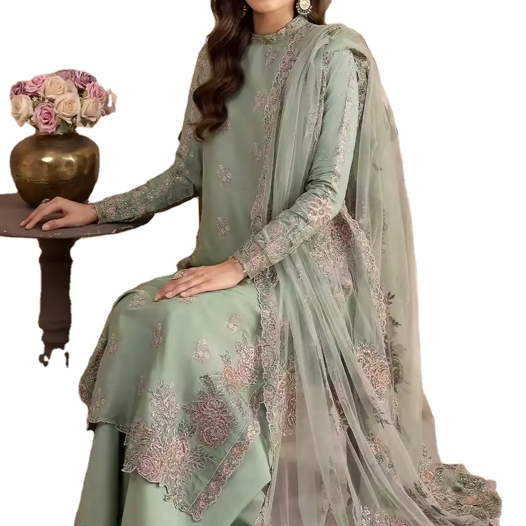 2024 colección elegante paquistaní Salwar Kameez vestido de fiesta bordado artístico artesanía Superior presupuesto amigable