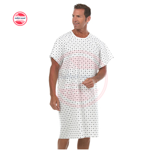 Bata de Paciente para Hospital |   Bata de Hospital de Alta Calidad, Holgada, con Estampado, Cuello en V, Manga Corta, Unisex - Product Image 2
