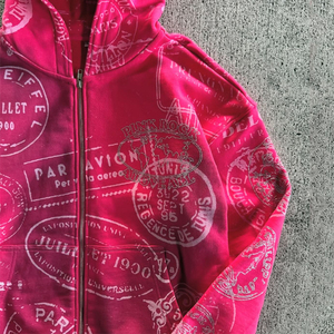 เสื้อฮู้ดมีซิปสำหรับผู้ชายโอเวอร์ไซซ์ประดับลูกปัดไรน์สโตนโอเวอร์ไซส์ - Product Image 2