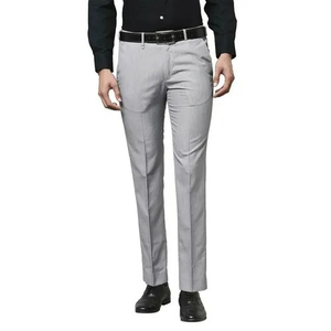 Pantalon habillé respirant pour homme, coupe droite, extensible, en toile, poids moyen, décontracté, écologique, 100 % coton, fermeture éclair - Product Image 1