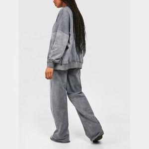2024 Factory <b>Sale</b> Stylish Cotton <b>Spring</b> 2 Pieces Acid Wash Hoodie Tracksuit Woman Sets Pakistan Made Women Winter Tracksuit - Product Image 6