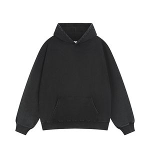 Sweat à capuche surdimensionné en coton 100% pour hommes poche kangourou bouffante en relief automne décontracté Style long lavé brodé impression numérique - Product Image 2
