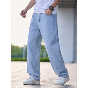 Trending Modern Ice Blue Mens Denim Jeans Eco Friendly Breathable Pant Vintage Style Retro Theme Size 28 to 40 - Product Image 6