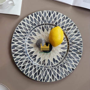 Customize Mother of Pearl Elegant Pearl Inlay Charger Plate Custom Size Dessert Serving Tray for Home Decor <b>Cheap</b> Price - Product Image 3