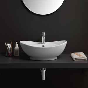 Lavabo Ovalado de Cerámica Blanca para Encimera - Product Image 4