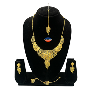 Ensemble de collier en alliage élégant avec boucles d'oreilles assorties Finition légère anti-ternissement, parfaite pour les occasions de mariage de fête - Product Image 1