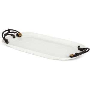 Bandeja de servicio ovalada Floral de hoja dorada elegante, Serverware de Metal decorativo moderno pulido, detalles de cuarzo rosa para Catering - Product Image 2