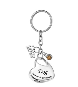 Chien personnalisé métal famille en coeur en acier inoxydable mémorial souvenir urne porte-clés pour cendres crémation bijoux taille personnalisée - Product Image 2