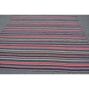 Turkish Large Rug 8.2x6.9 ft, Vintage Kilim <b>Red</b> Plants & trees <b>Wool</b> Rug - Product Image 4