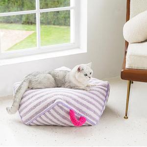 Hot Selling Fashion gestreifte Katze Hund Nest <span class=keywords><strong>Mobile</strong></span> Luxus abnehmbare gemütliche Haustier Schlafs ofa mit Griff - Product Image 4