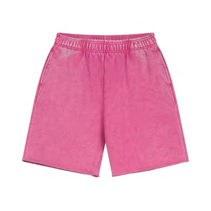 Short décontracté unisexe 100% coton éponge française Logo personnalisé Design uni couleur unie lavé à l'acide fabrication directe écologique - Product Image 2