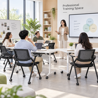 Chaise de formation mobile commerciale en maille avec roulettes, chaise de bureau pliable pour salle de formation, salle de conférence, salle de classe