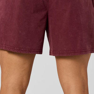 Wholesale Custom Men's Fitness <b>Shorts</b> Vintage Washed Elastic Waist Gym Workout Streetwear Breathable Activewear Solid Plain Dyed - Product Image 4