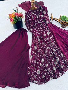 Ensemble Salwar Kameez Prêt-à-porter, Meilleures Ventes, Couleurs Vives, Col Rond, Grand Volume, Motif Festif, avec Dupatta - Product Image 4