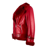 Blouson d'hiver de luxe OEM pour femme, élégant, en peau de mouton rouge, respirant, coupe-vent, chauffant, avec col en fourrure de renard, haute qualité, Silo