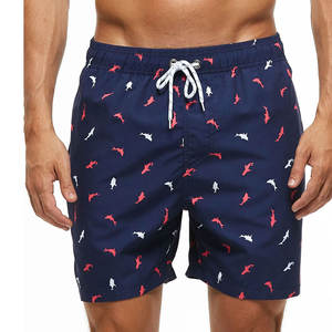 กางเกงว่ายน้ำชาย สีกรมท่า ลายฉลาม ป้องกันแสงแดด กันน้ำ กันลม แห้งเร็ว ประสิทธิภาพสูง โพลีเอสเตอร์/ผ้าฝ้าย ชุดชายหาด - Product Image 1