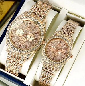 Montres de couple, ensemble de montres-bracelets tendance pour lui et pour elle avec cadran rond classique - Product Image 1