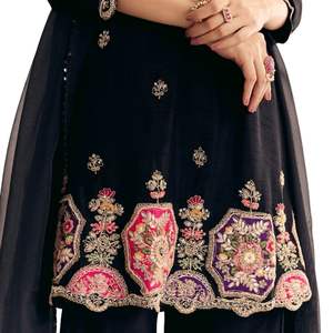 Zardosi noir travail Dola soie Kurta et Organza Dupatta costume vente en gros de vêtements ethniques pour femmes tenue de fournisseur d'usine de vêtements OEM - Product Image 4