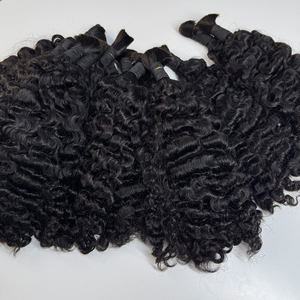 Cabello humano vietnamita rizado a granel sin trama, negro natural, suave, con textura completa, para trenzas boho y trenzas de ganchillo. - Product Image 6