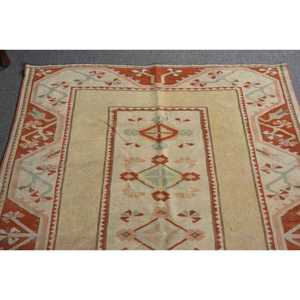 Tapis turc vintage 4,2x5,9 pi (129x181 cm), tapis Ikat marron - Product Image 4
