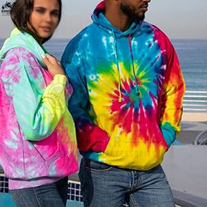 Novedad, Sudaderas con Capucha Tie Dye para Hombre de Invierno, Algodón Básico Mezclado, Transpirable, Cortavientos, Mangas Largas - Product Image 2