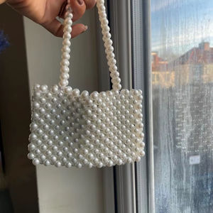 Bolso Hobo con cuentas de perlas de marfil, bolso llamativo hecho a mano | Bolso de hombro elegante con cuentas | Bolso de novia de Estilo Vintage | - Product Image 1