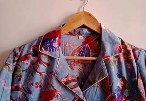 ชุดนอนผ้าฝ้ายออร์แกนิคสุดหรูสำหรับผู้หญิงชุดนอนแขนยาวพิมพ์ลายนกชุดนอนเซ็กซี่ไซส์ใหญ่พิเศษ - Product Image 5