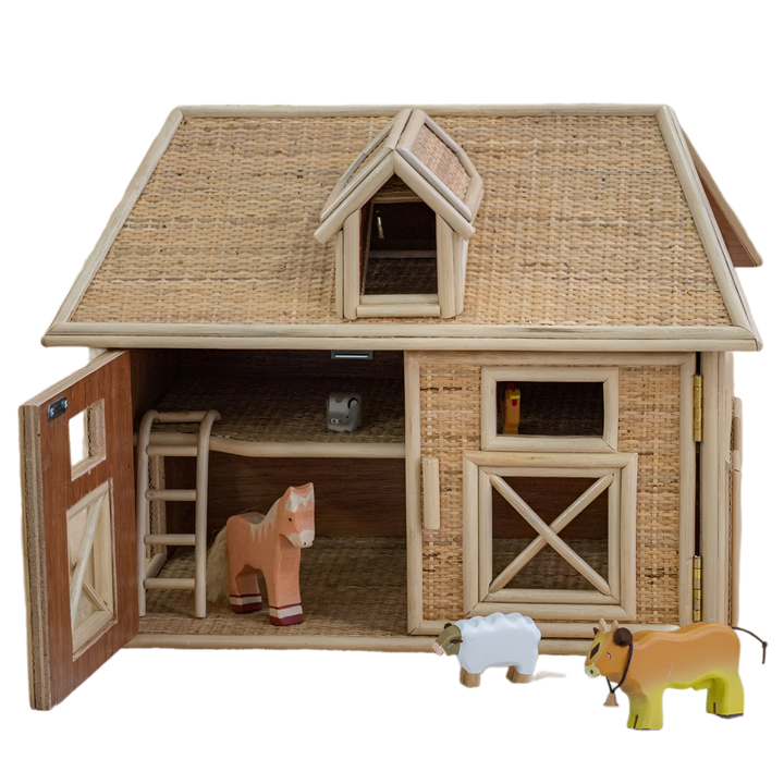 Top Selected Handmade Rattan Animals Doll Farmhouse Toy Suitable for Baby Boy and Girl Playing Farm Children