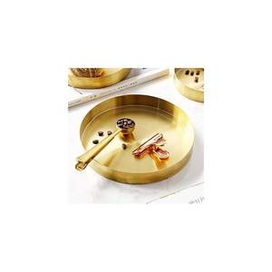 Modern Golden Round <b>Tray</b> Metal Decorative Storage Organizer <b>Tray</b> for <b>Jewelry</b> Makeup Toiletries Kitchen Tableware Decor - Product Image 3