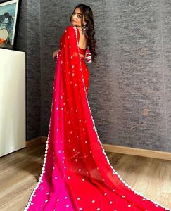 Nouvelle tenue de fête Bollywood Style Double séquence travail Saree avec chemisier de travail Style traditionnel vêtements ethniques pour femmes et filles - Product Image 2