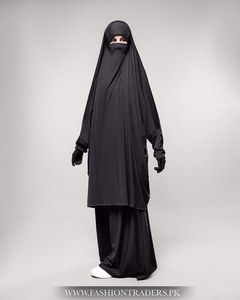 Jilbab de poliéster Premium para mujeres musulmanas Cubierta de cuerpo completo Khimar de longitud larga adjunto para eventos islámicos y uso diario - Product Image 3