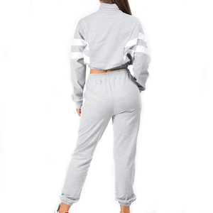 Diseño personalizado al por mayor de chándal de dos piezas de las mujeres de cuello alto chándal de algodón ajustado chándal - Product Image 3