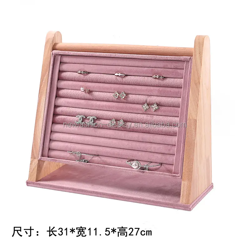 Factory Prices Luxury Velvet Bevel Display Case Bracelet Earrings Display Stand Jewelry Display Showcase for Retail Shop