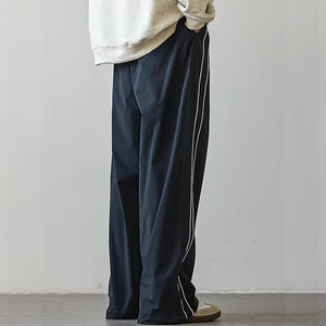 Gran oferta, pantalones de chándal informales para hombre, cremallera de bolsillo de pierna recta con pantalones de chándal a rayas, pantalones de cuerdas ocultas para hombre - Product Image 6