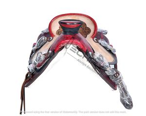 Selle de cheval en cuir occidental élégante et artisanale, équipement équestre, accessoires pour chevaux, produit équestre - Product Image 3