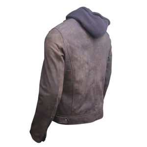 Chaqueta de Cuero Vacuno Negra para Hombre, Talla Grande, Estilo Motero, con Logotipo Frontal, Recubierta, con Patrón de Camuflaje, para Primavera - Product Image 5