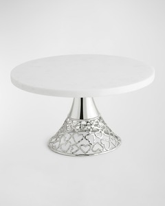 Lujoso soporte de pastel de metal con tapa de mármol con base MODERNA Exhibición de postres sofisticados para ocasiones especiales y celebraciones NUEVO - Product Image 1