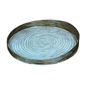 Bandeja Decorativa de Metal Martillado de Lujo - Plato Redondo Dorado/Plateado para Servir, Centro de Mesa para Bodas, Decoración del Hogar - Product Image 1