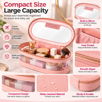 Sac de voyage pour femmes en cuir PU, organiseur de maquillage, sac cosmétique transparent en PVC, pochette transparente en PVC