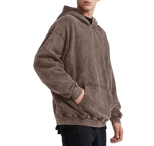 คุณภาพสูงที่กําหนดเองมาใหม่ธรรมดาขายส่งผู้ชาย Hoodies/การออกแบบที่เรียบง่ายกรดล้างเสื้อสวมหัว Hoodies สําหรับผู้ชาย - Product Image 2