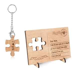 Carte de voeux écologique en bois carte postale de fête des mères en gros carte d'artisanat en bois fait à la main cadeau unique pour les mamans et les vacances - Product Image 1